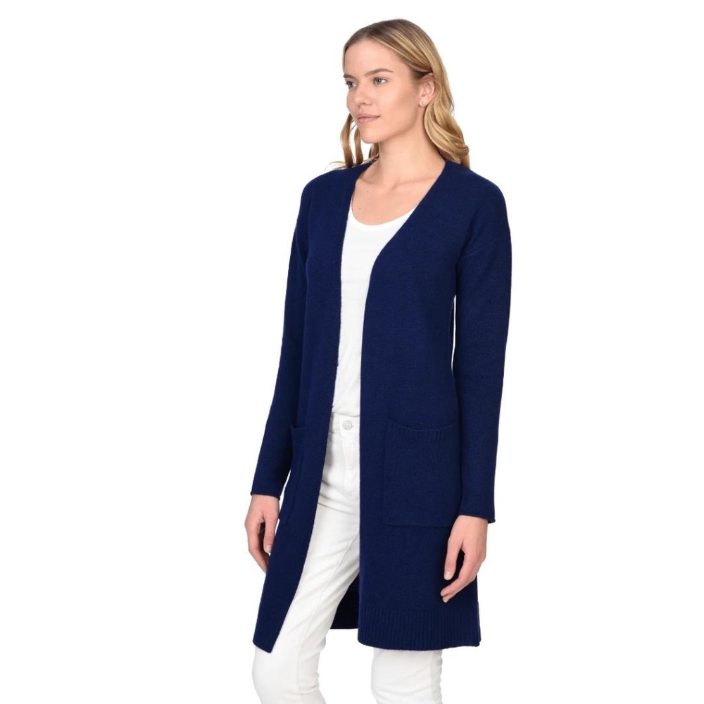 State Cashmere‎ Open Front Long Cardigan with Pockets